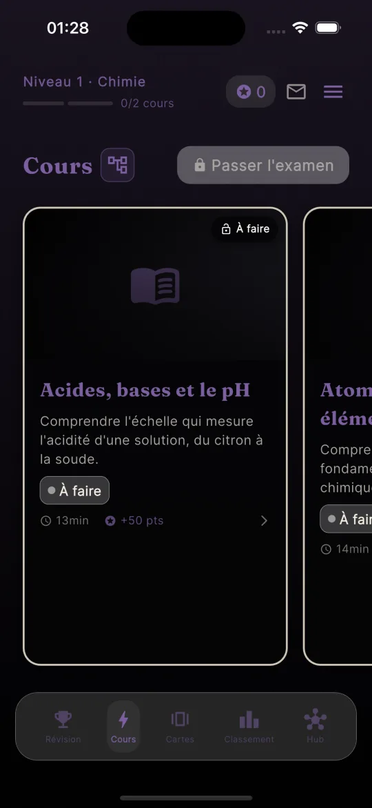 Exemple d’application de formation : Chimie