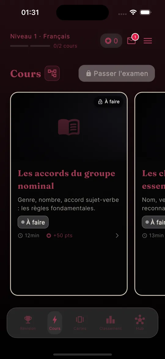 Exemple d’application de formation : Français