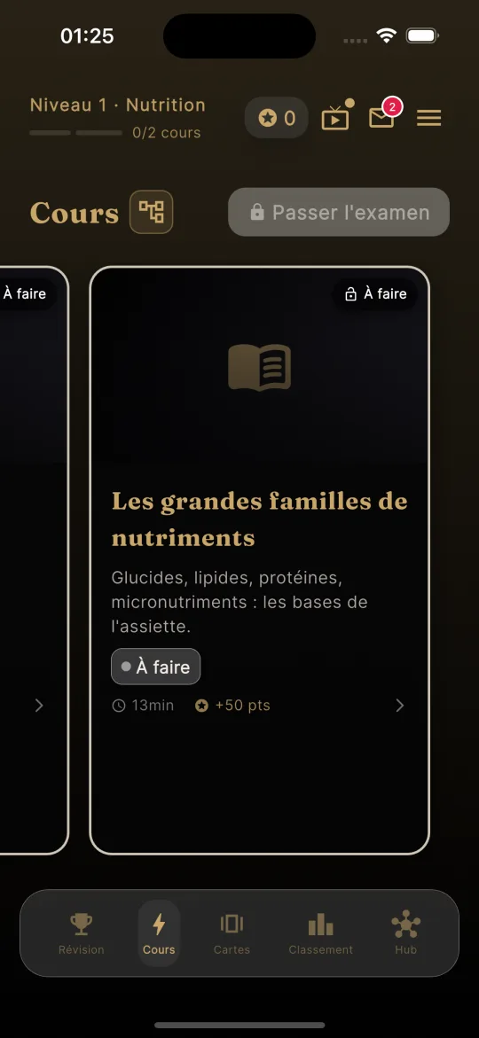 Exemple d’application de formation : Nutrition