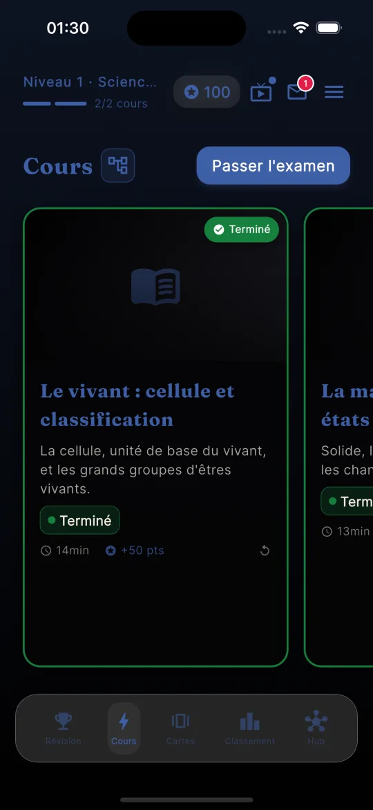Exemple d’application de formation : Sciences